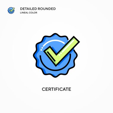 Sertifika vektör simgesi. Modern vektör illüstrasyon kavramları. Düzenlemesi ve kişiselleştirmesi kolay.