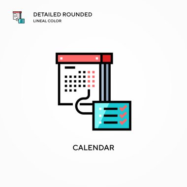 Takvim vektör simgesi. Modern vektör illüstrasyon kavramları. Düzenlemesi ve kişiselleştirmesi kolay.