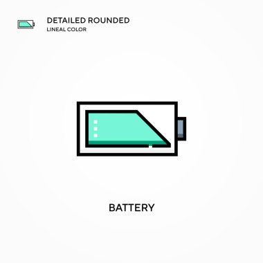 Batarya vektör simgesi. Modern vektör illüstrasyon kavramları. Düzenlemesi ve kişiselleştirmesi kolay.