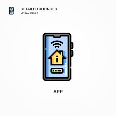 Uygulama vektör simgesi. Modern vektör illüstrasyon kavramları. Düzenlemesi ve kişiselleştirmesi kolay.