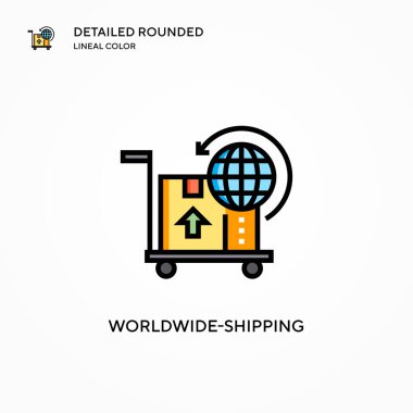 Dünya çapında nakliye vektör simgesi. Modern vektör illüstrasyon kavramları. Düzenlemesi ve kişiselleştirmesi kolay.