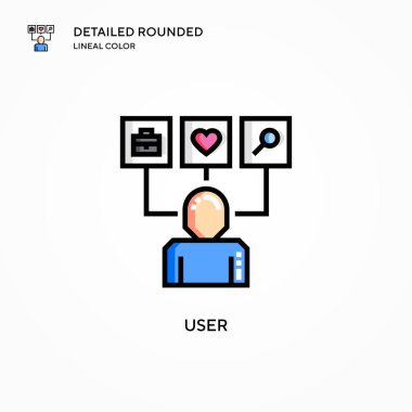 Kullanıcı vektör simgesi. Modern vektör illüstrasyon kavramları. Düzenlemesi ve kişiselleştirmesi kolay.