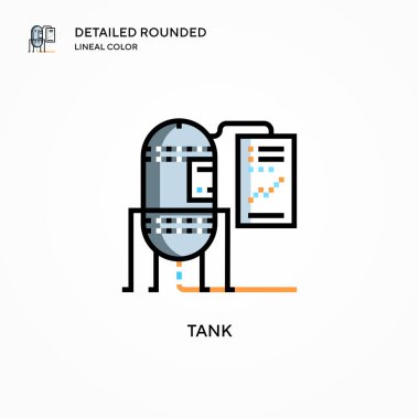 Tank vektör simgesi. Modern vektör illüstrasyon kavramları. Düzenlemesi ve kişiselleştirmesi kolay.