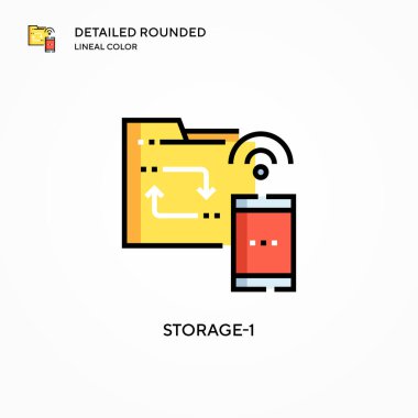 Depo-1 vektör simgesi. Modern vektör illüstrasyon kavramları. Düzenlemesi ve kişiselleştirmesi kolay.