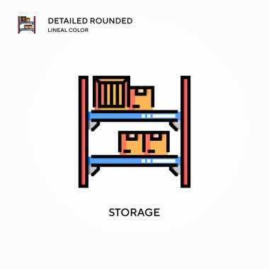 Depolama vektör simgesi. Modern vektör illüstrasyon kavramları. Düzenlemesi ve kişiselleştirmesi kolay.
