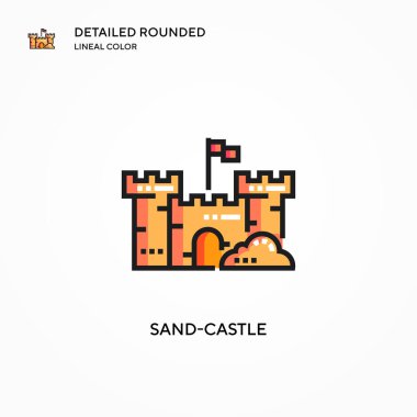 Kumdan kale vektör simgesi. Modern vektör illüstrasyon kavramları. Düzenlemesi ve kişiselleştirmesi kolay.