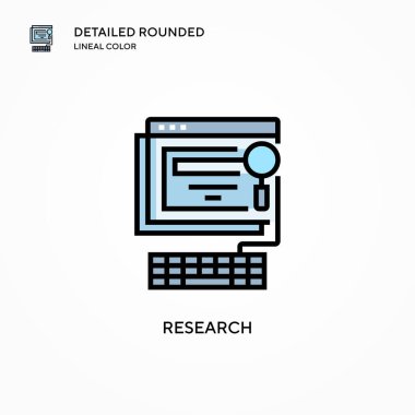 Araştırma vektör simgesi. Modern vektör illüstrasyon kavramları. Düzenlemesi ve kişiselleştirmesi kolay.