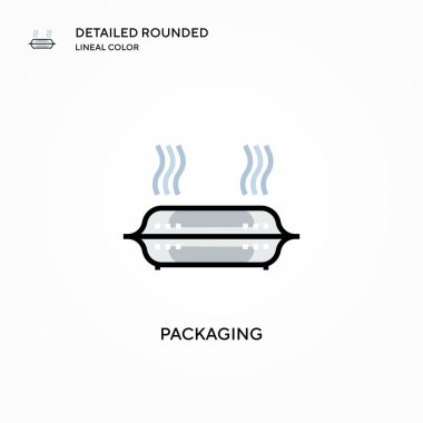 Ambalaj vektör simgesi. Modern vektör illüstrasyon kavramları. Düzenlemesi ve kişiselleştirmesi kolay.
