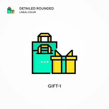 Hediye-1 vektör simgesi. Modern vektör illüstrasyon kavramları. Düzenlemesi ve kişiselleştirmesi kolay.