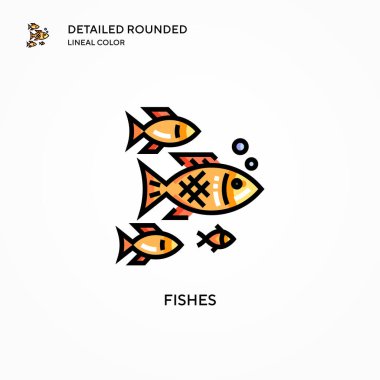 Balık vektör simgesi. Modern vektör illüstrasyon kavramları. Düzenlemesi ve kişiselleştirmesi kolay.
