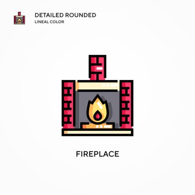 Şömine vektör simgesi. Modern vektör illüstrasyon kavramları. Düzenlemesi ve kişiselleştirmesi kolay.