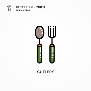 Çatal bıçak vektör simgesi. Modern vektör illüstrasyon kavramları. Düzenlemesi ve kişiselleştirmesi kolay.