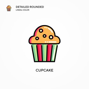 Cupcake vektör simgesi. Modern vektör illüstrasyon kavramları. Düzenlemesi ve kişiselleştirmesi kolay.