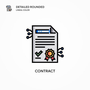 Kontrat vektör simgesi. Modern vektör illüstrasyon kavramları. Düzenlemesi ve kişiselleştirmesi kolay.
