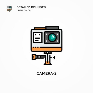 Kamera-2 vektör simgesi. Modern vektör illüstrasyon kavramları. Düzenlemesi ve kişiselleştirmesi kolay.