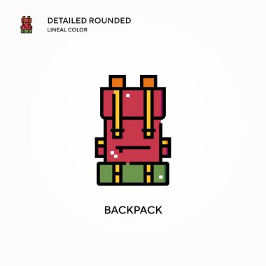 Sırt çantası vektör simgesi. Modern vektör illüstrasyon kavramları. Düzenlemesi ve kişiselleştirmesi kolay.