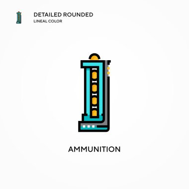 Mühimmat vektör simgesi. Modern vektör illüstrasyon kavramları. Düzenlemesi ve kişiselleştirmesi kolay.
