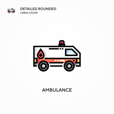 Ambulans vektör simgesi. Modern vektör illüstrasyon kavramları. Düzenlemesi ve kişiselleştirmesi kolay.