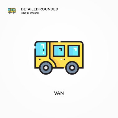 Van vektör simgesi. Modern vektör illüstrasyon kavramları. Düzenlemesi ve kişiselleştirmesi kolay.