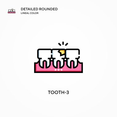 Diş-3 vektör simgesi. Modern vektör illüstrasyon kavramları. Düzenlemesi ve kişiselleştirmesi kolay.