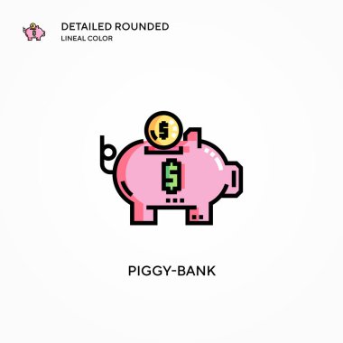 Domuz kumbarası vektör ikonu. Modern vektör illüstrasyon kavramları. Düzenlemesi ve kişiselleştirmesi kolay.