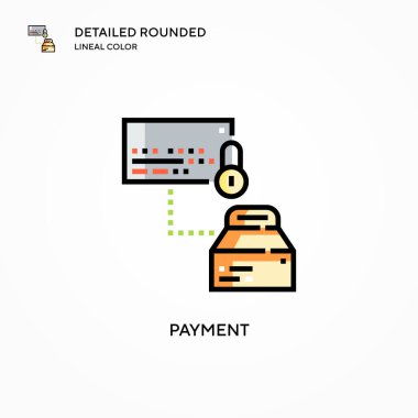 Ödeme vektör simgesi. Modern vektör illüstrasyon kavramları. Düzenlemesi ve kişiselleştirmesi kolay.
