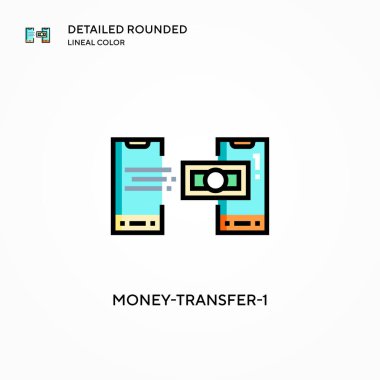 Para transferi-1 vektör simgesi. Modern vektör illüstrasyon kavramları. Düzenlemesi ve kişiselleştirmesi kolay.