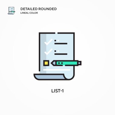 Liste-1 vektör simgesi. Modern vektör illüstrasyon kavramları. Düzenlemesi ve kişiselleştirmesi kolay.