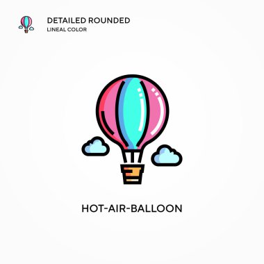 Sıcak hava balonu vektör simgesi. Modern vektör illüstrasyon kavramları. Düzenlemesi ve kişiselleştirmesi kolay.