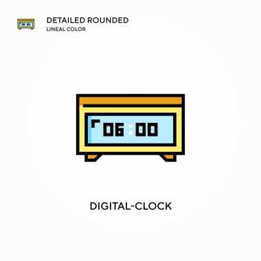 Dijital saat vektör simgesi. Modern vektör illüstrasyon kavramları. Düzenlemesi ve kişiselleştirmesi kolay.