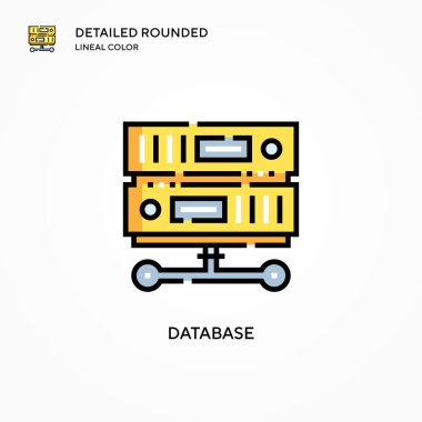 Veritabanı vektör simgesi. Modern vektör illüstrasyon kavramları. Düzenlemesi ve kişiselleştirmesi kolay.