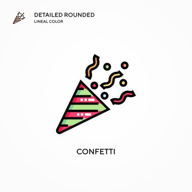 Konfeti vektör simgesi. Modern vektör illüstrasyon kavramları. Düzenlemesi ve kişiselleştirmesi kolay.