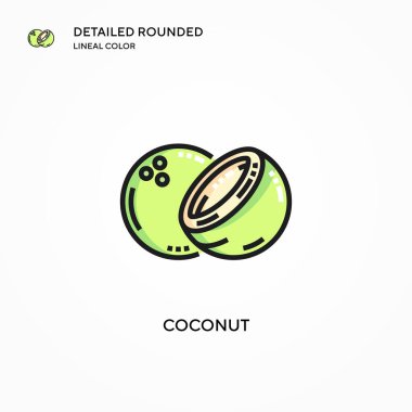 Hindistan cevizi vektör simgesi. Modern vektör illüstrasyon kavramları. Düzenlemesi ve kişiselleştirmesi kolay.