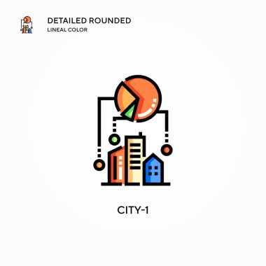 Şehir-1 vektör simgesi. Modern vektör illüstrasyon kavramları. Düzenlemesi ve kişiselleştirmesi kolay.