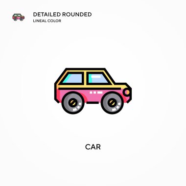 Araba vektör simgesi. Modern vektör illüstrasyon kavramları. Düzenlemesi ve kişiselleştirmesi kolay.