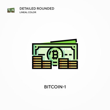 Bitcoin-1 vektör simgesi. Modern vektör illüstrasyon kavramları. Düzenlemesi ve kişiselleştirmesi kolay.