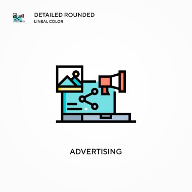 Reklam vektörü simgesi. Modern vektör illüstrasyon kavramları. Düzenlemesi ve kişiselleştirmesi kolay.
