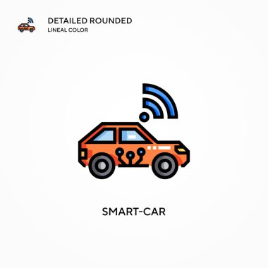 Akıllı araba vektör simgesi. Modern vektör illüstrasyon kavramları. Düzenlemesi ve kişiselleştirmesi kolay.