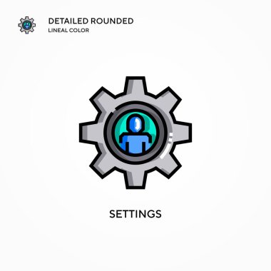 Ayarlar vektör simgesi. Modern vektör illüstrasyon kavramları. Düzenlemesi ve kişiselleştirmesi kolay.