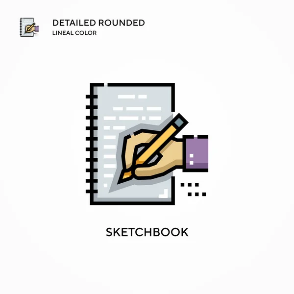 Icono Vector Cuaderno Dibujo Conceptos Modernos Ilustración Vectorial Fácil Editar — Vector de stock