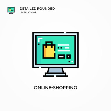 Çevrimiçi alışveriş vektör simgesi. Modern vektör illüstrasyon kavramları. Düzenlemesi ve kişiselleştirmesi kolay.