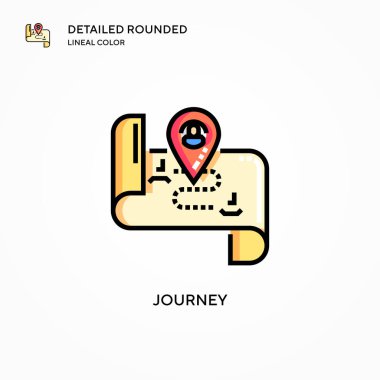 Yolculuk vektör simgesi. Modern vektör illüstrasyon kavramları. Düzenlemesi ve kişiselleştirmesi kolay.