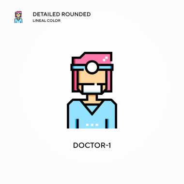 Doktor-1 vektör simgesi. Modern vektör illüstrasyon kavramları. Düzenlemesi ve kişiselleştirmesi kolay.