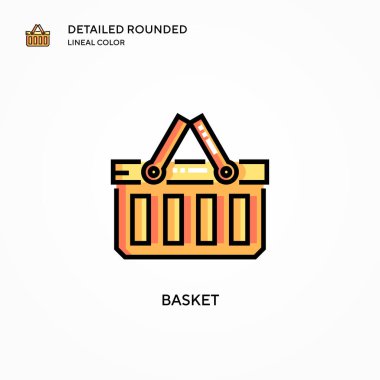 Basket vektör simgesi. Modern vektör illüstrasyon kavramları. Düzenlemesi ve kişiselleştirmesi kolay.