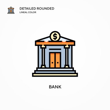 Banka vektör simgesi. Modern vektör illüstrasyon kavramları. Düzenlemesi ve kişiselleştirmesi kolay.