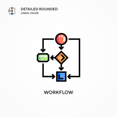 Çalışma akışı vektör simgesi. Modern vektör illüstrasyon kavramları. Düzenlemesi ve kişiselleştirmesi kolay.
