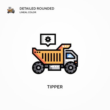 Tipper vektör simgesi. Modern vektör illüstrasyon kavramları. Düzenlemesi ve kişiselleştirmesi kolay.
