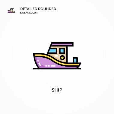 Gemi vektör simgesi. Modern vektör illüstrasyon kavramları. Düzenlemesi ve kişiselleştirmesi kolay.