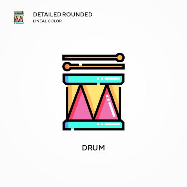 Davul vektör simgesi. Modern vektör illüstrasyon kavramları. Düzenlemesi ve kişiselleştirmesi kolay.