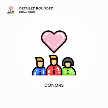 Bağışçılar vektör simgesi. Modern vektör illüstrasyon kavramları. Düzenlemesi ve kişiselleştirmesi kolay.